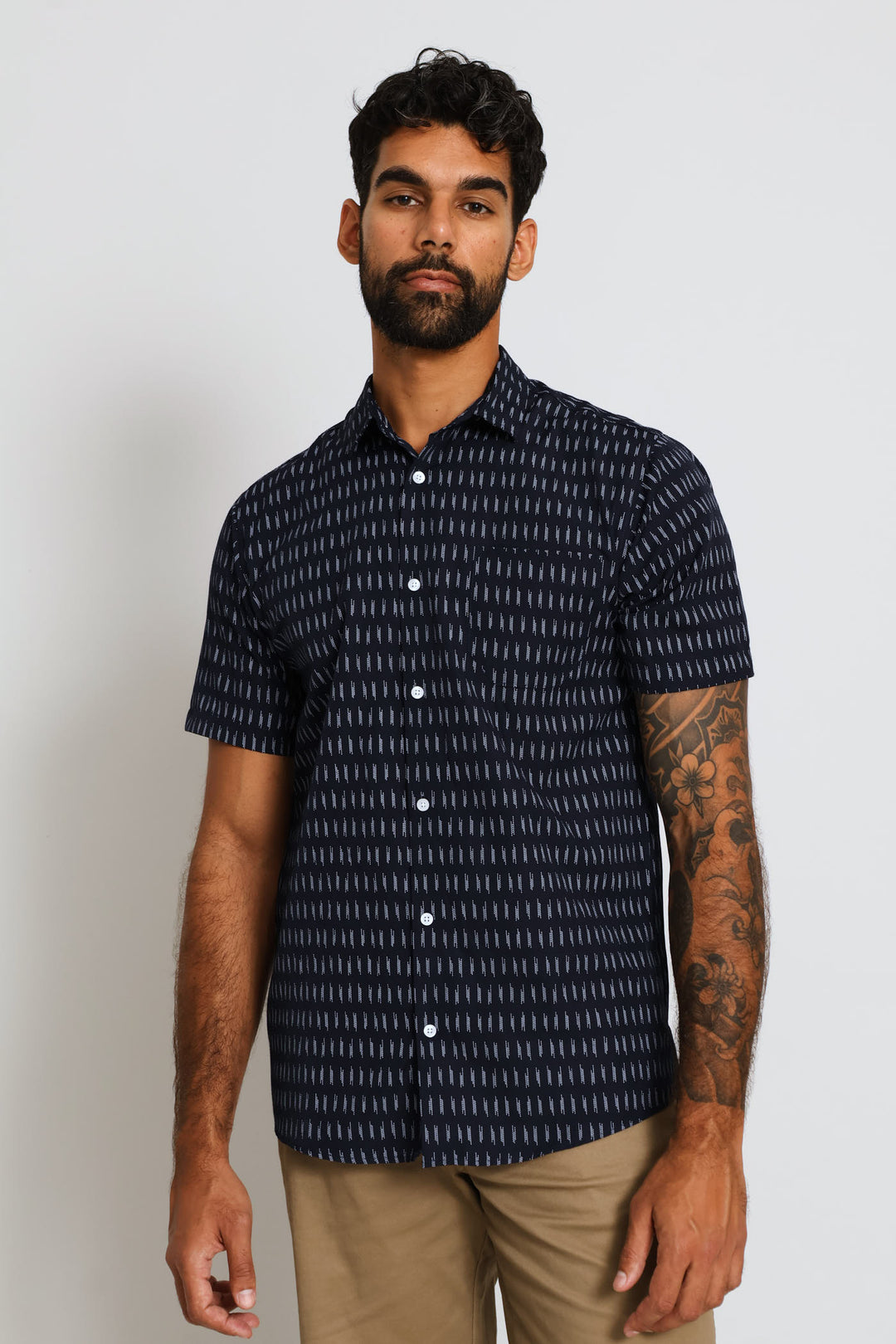 Stitch Print Shirt - Navy