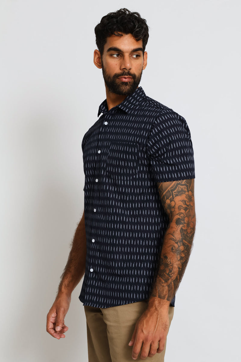 Stitch Print Shirt - Navy