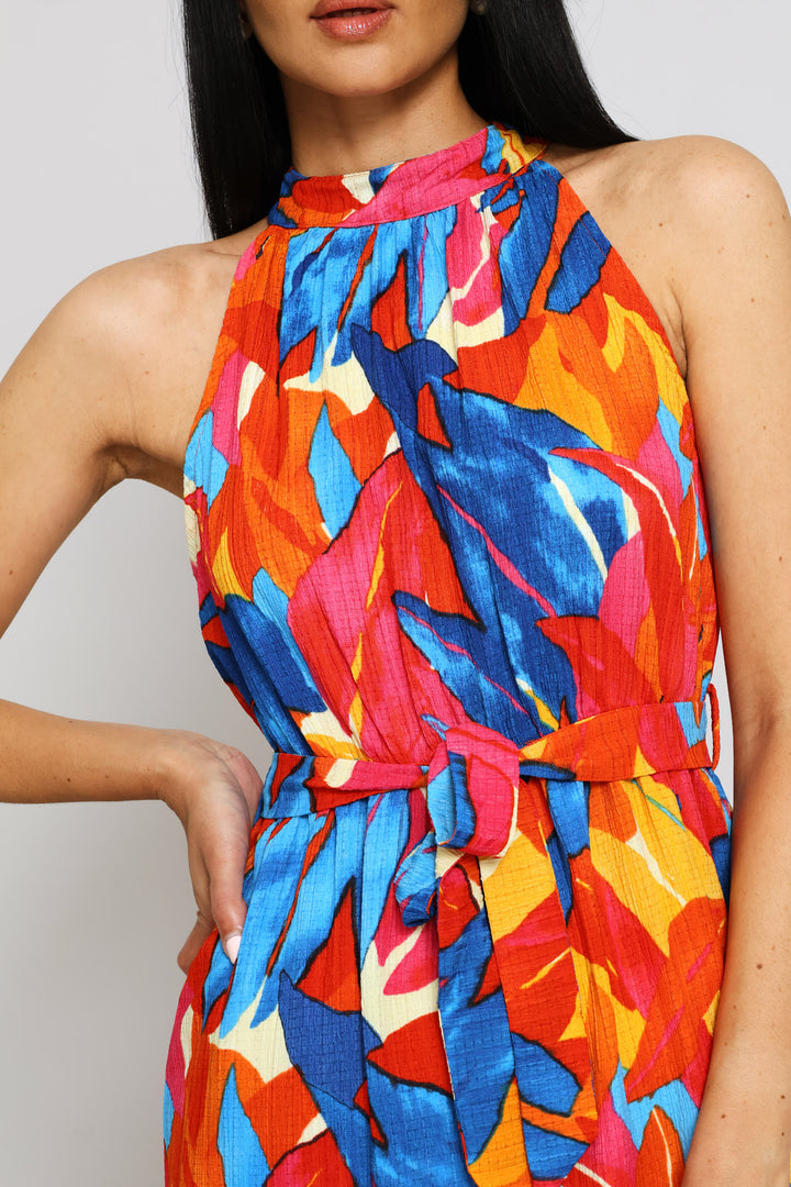 Halterneck Tiered Maxi Dress - Multi
