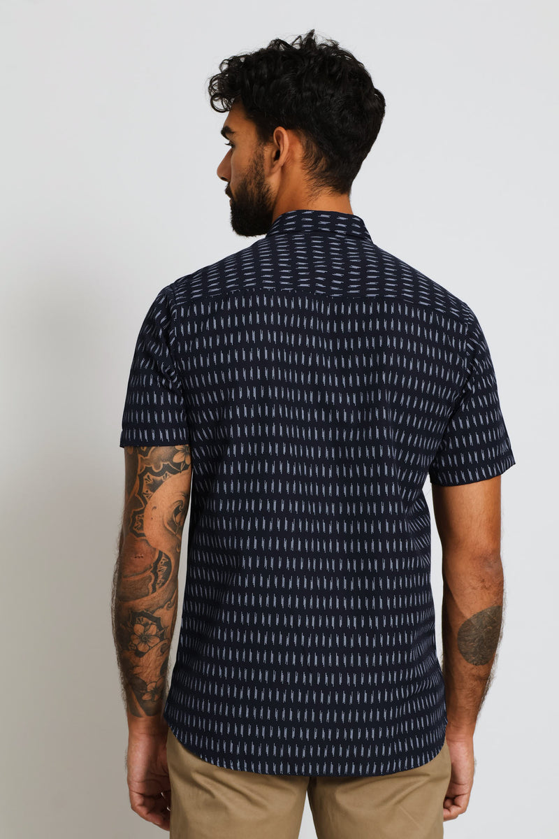 Stitch Print Shirt - Navy