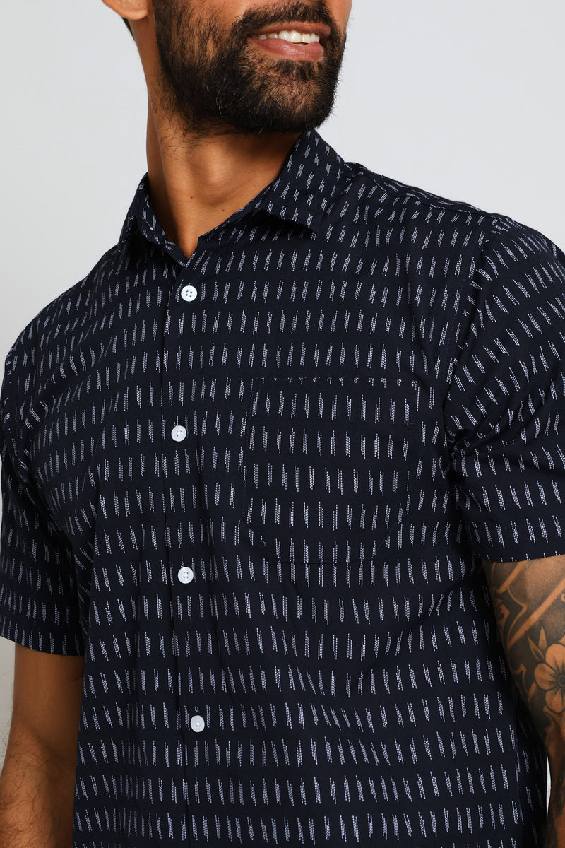 Stitch Print Shirt - Navy