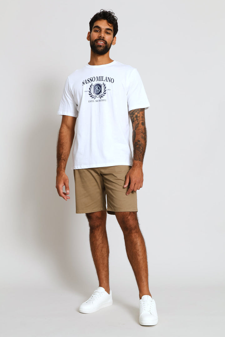 Milano Crest Print Tee - White