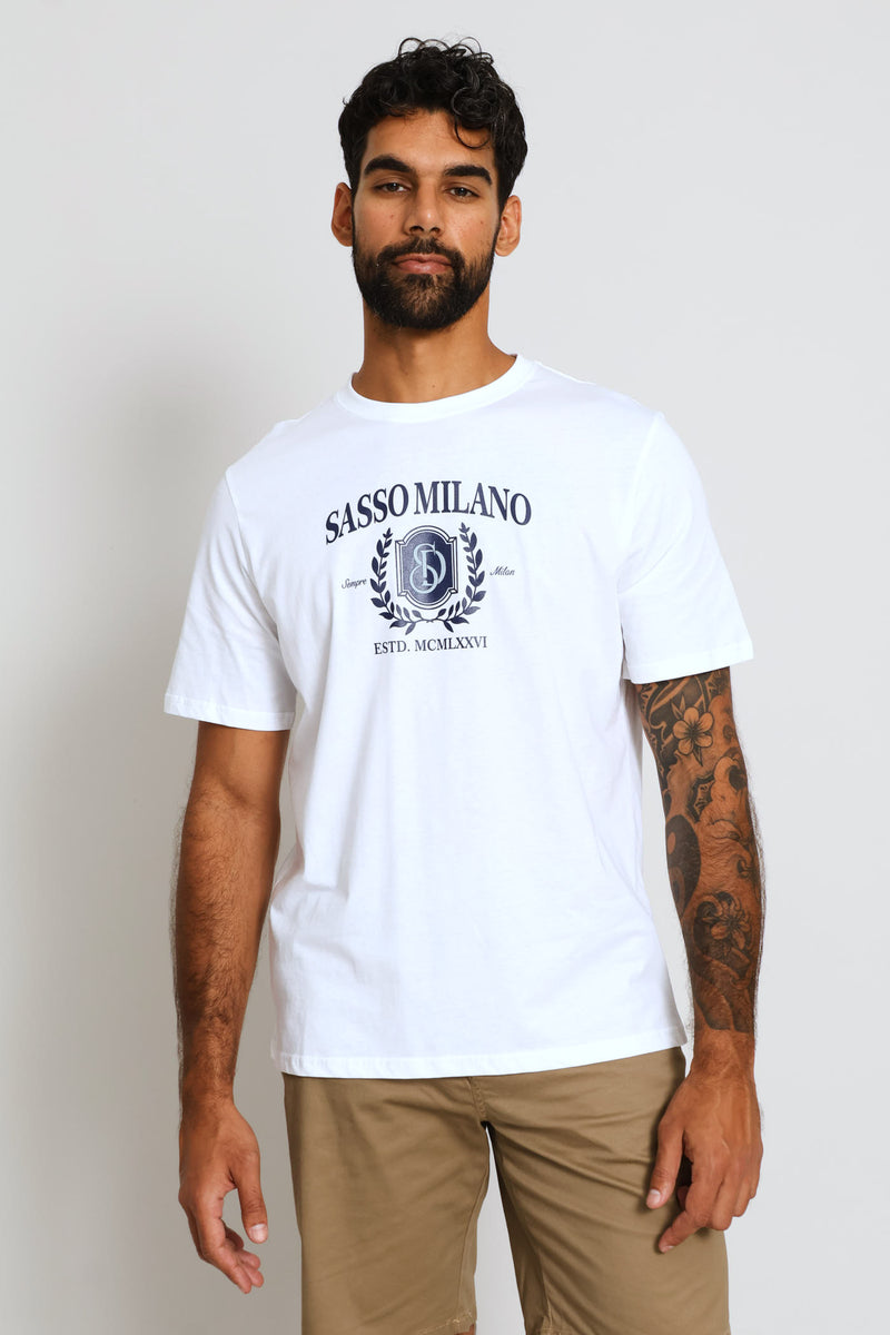Milano Crest Print Tee - White