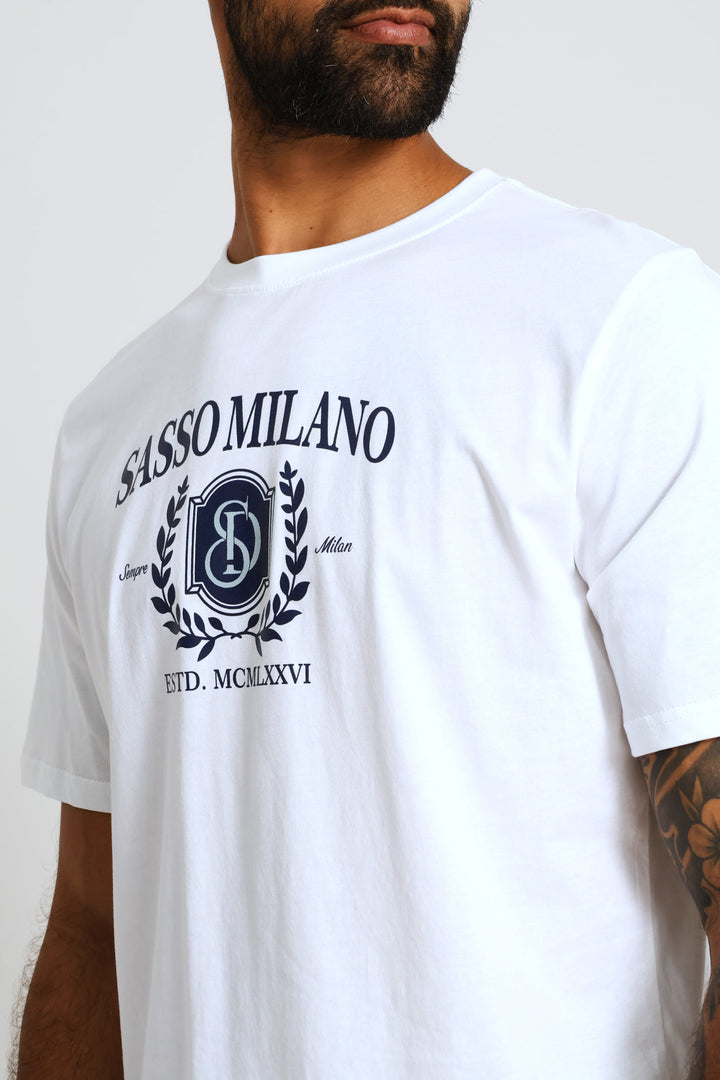 Milano Crest Print Tee - White