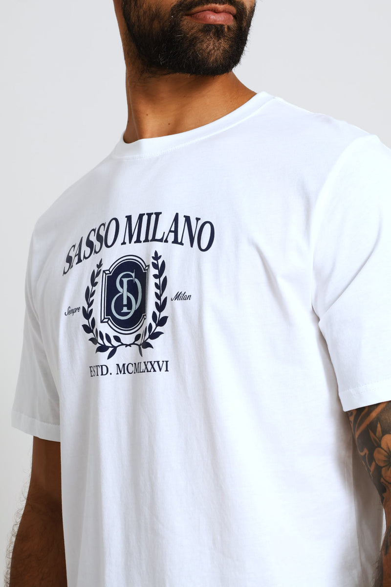 Milano Crest Print Tee - White