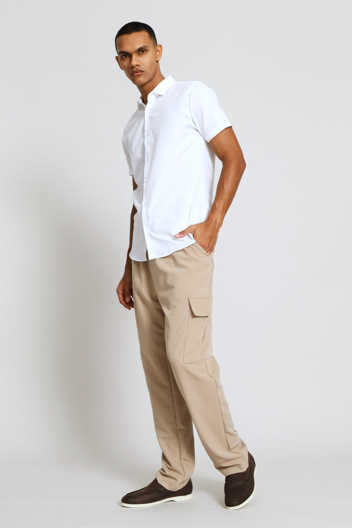 Pull On Smart Cargo Trouser - Stone