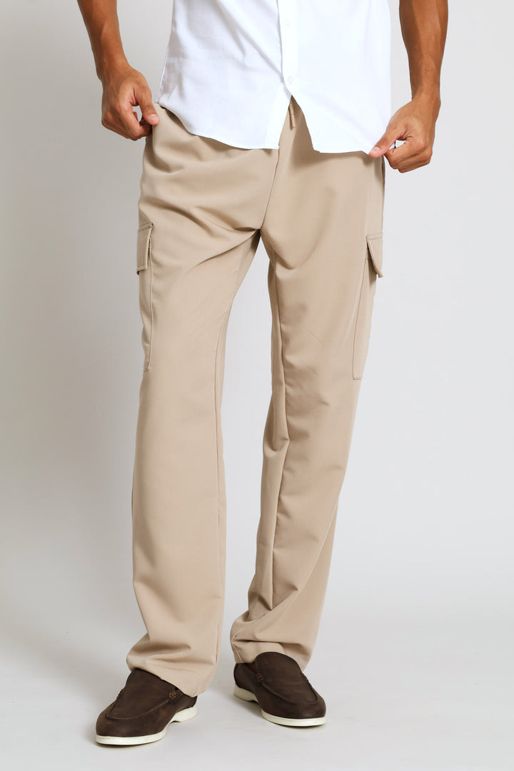 Pull On Smart Cargo Trouser - Stone