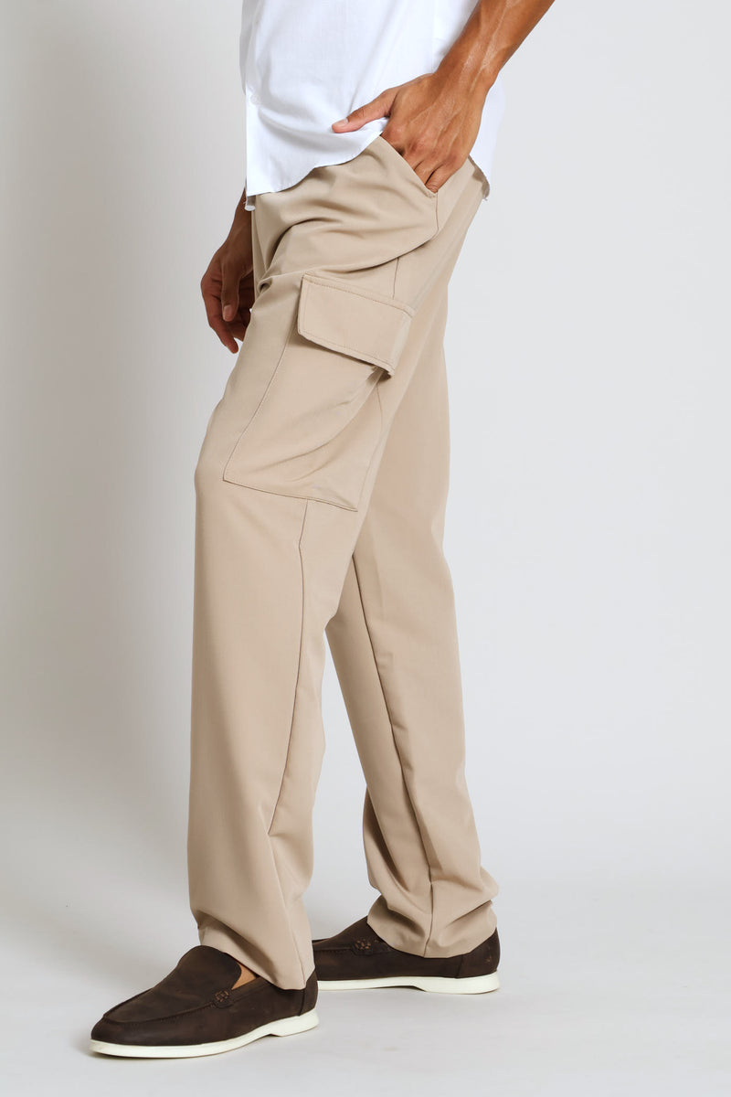 Pull On Smart Cargo Trouser - Stone