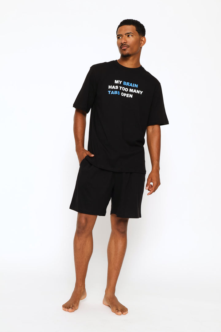 Plain Knit Shorts - Black