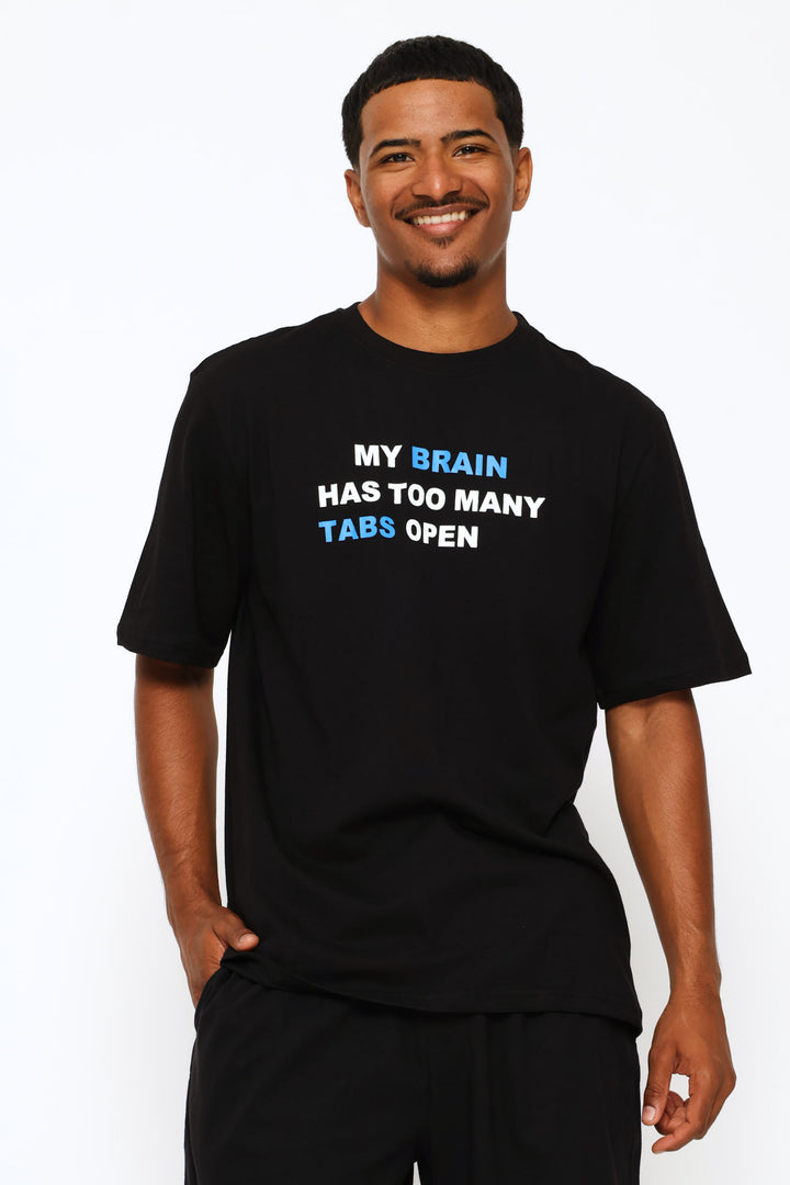 My Brain Slogan Tee - Black