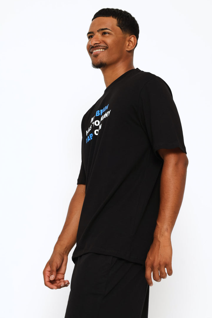 My Brain Slogan Tee - Black