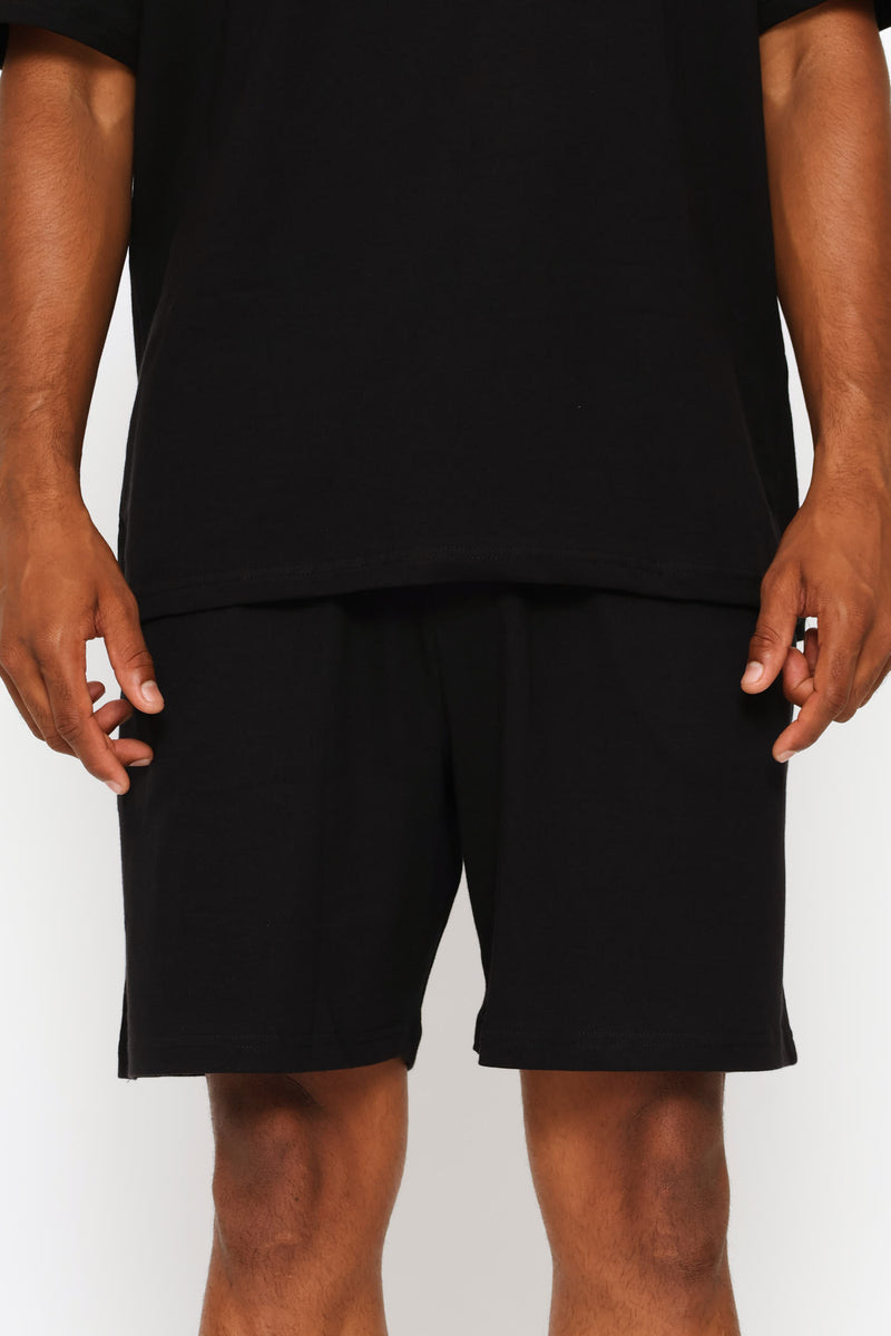 Plain Knit Shorts - Black