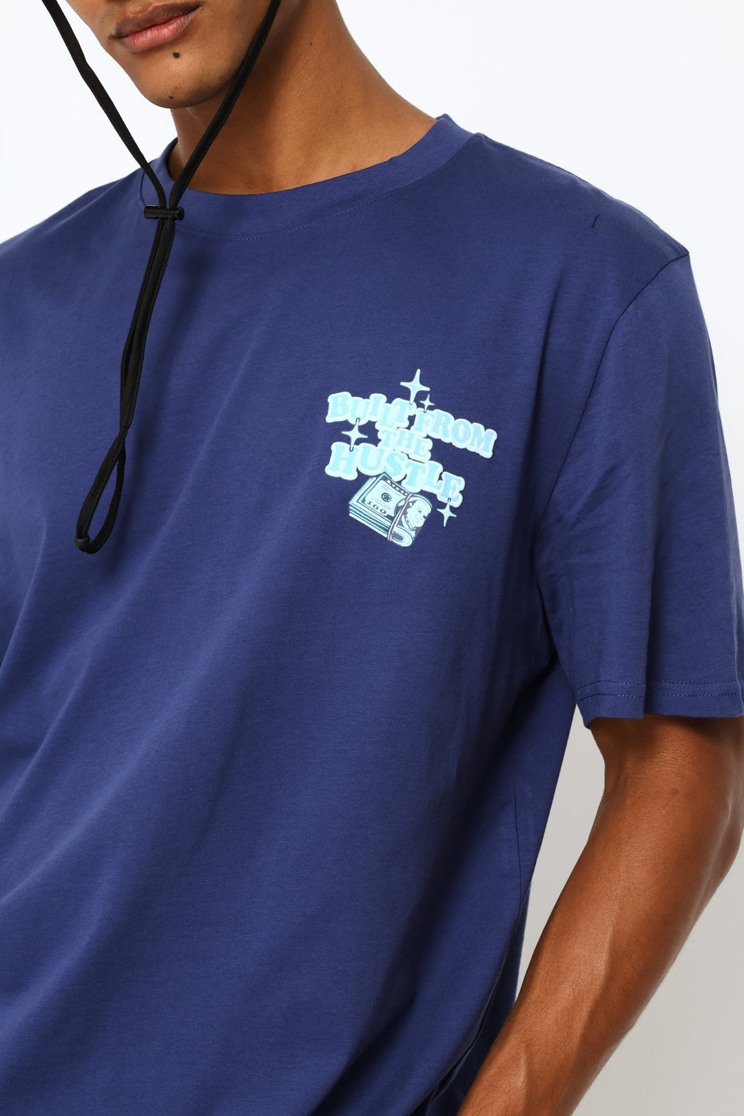 Built From The Hustle Front & Back Print Tee - Blue