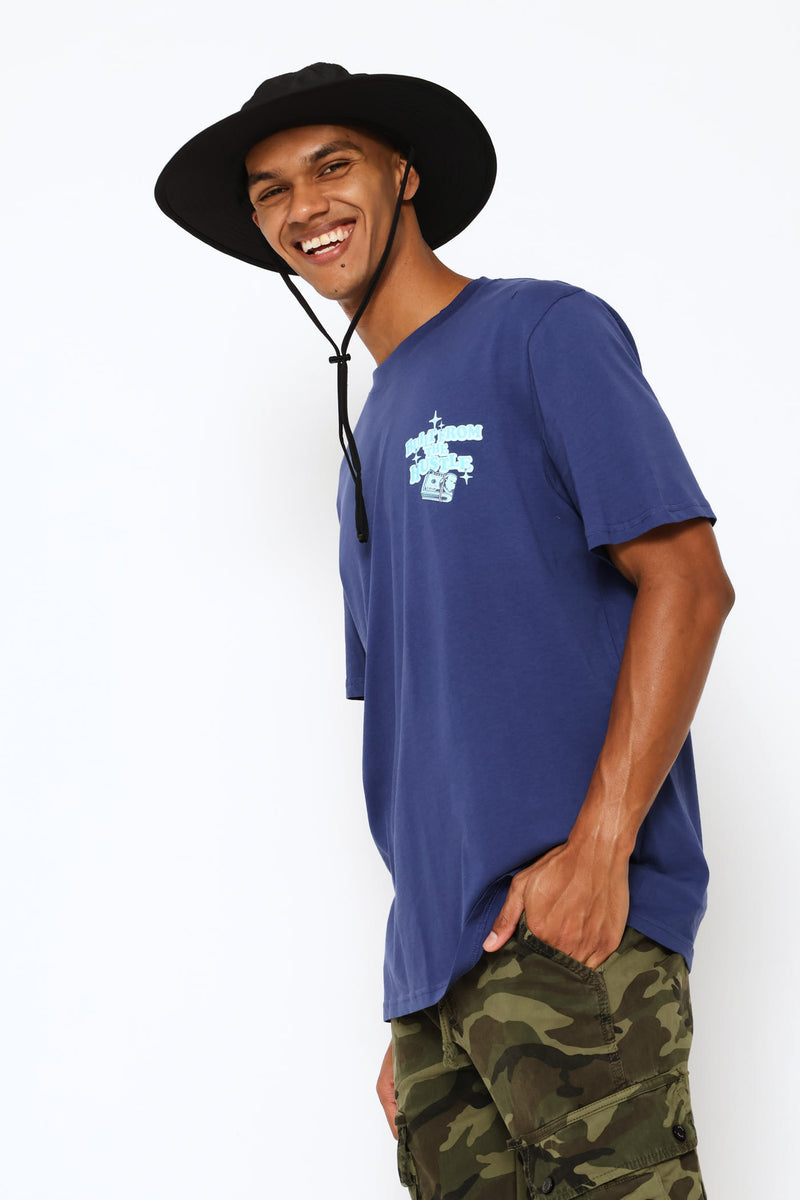 Built From The Hustle Front & Back Print Tee - Blue