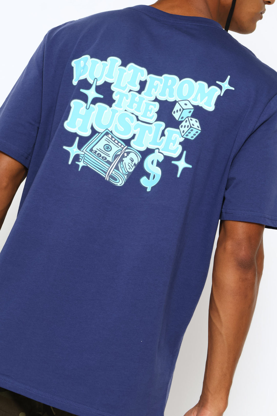 Built From The Hustle Front & Back Print Tee - Blue