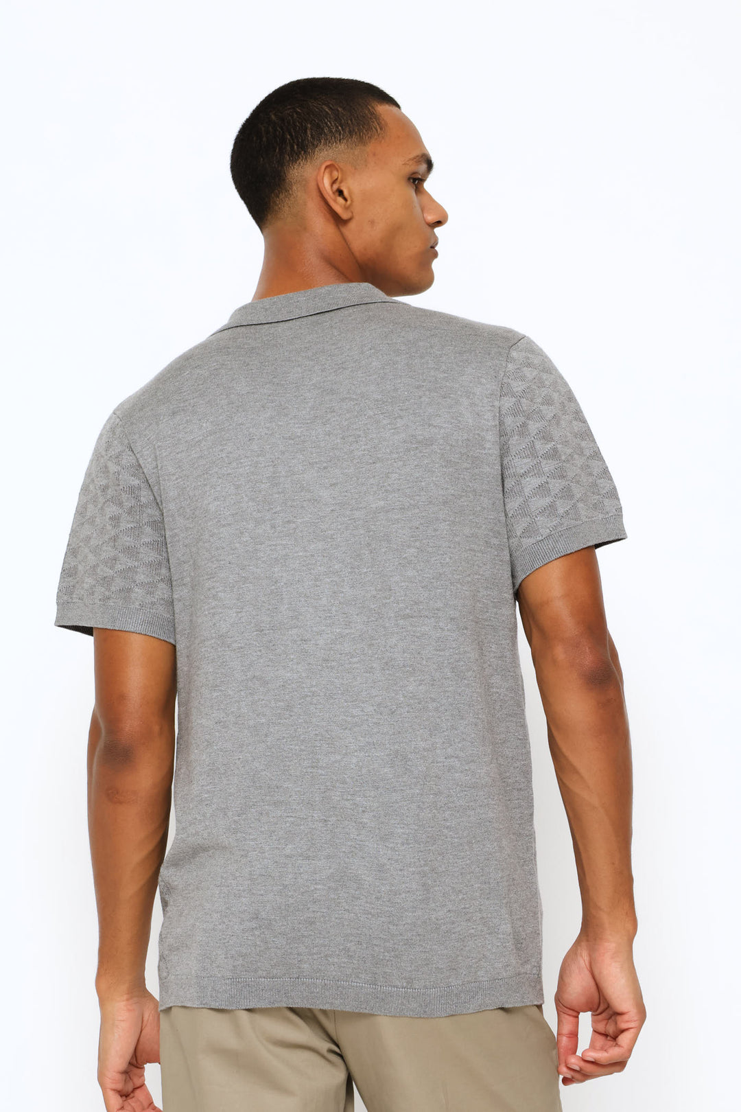 Triangle Geo Textured Golfer - Grey Melange