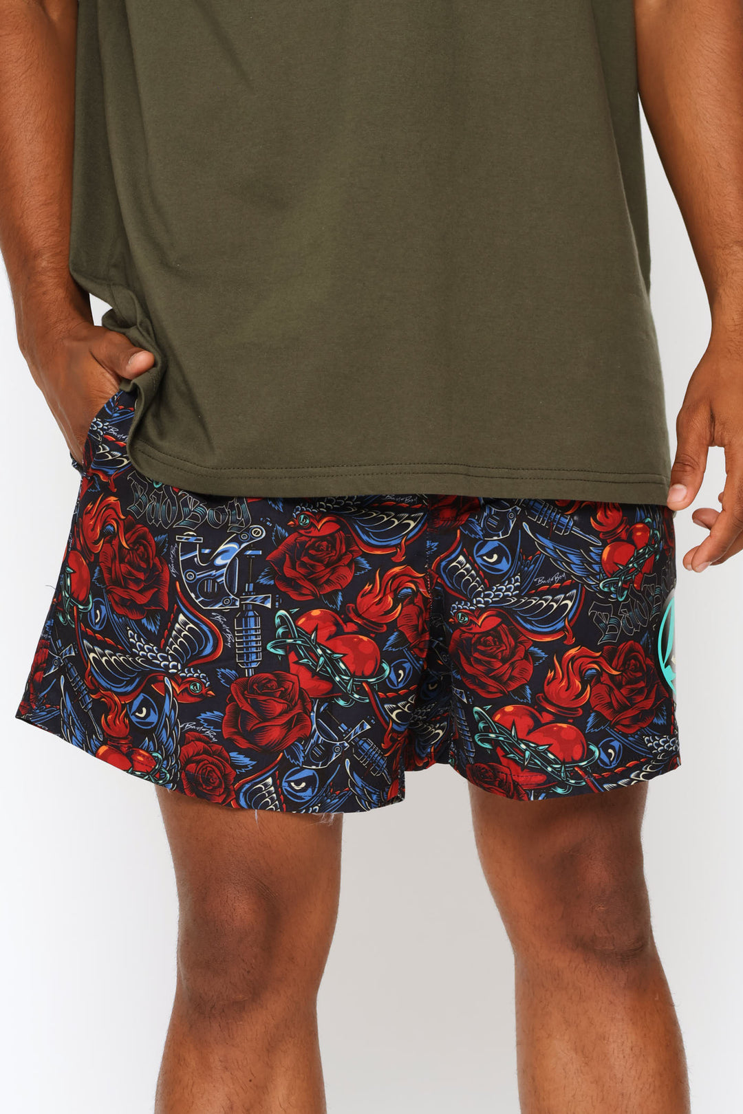 Tattoo Gun Swim Shorts - Red