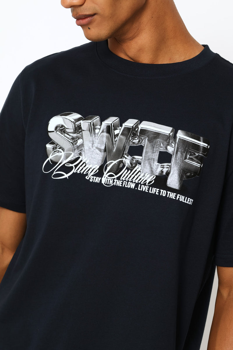 3D Swft Print Tee - Navy