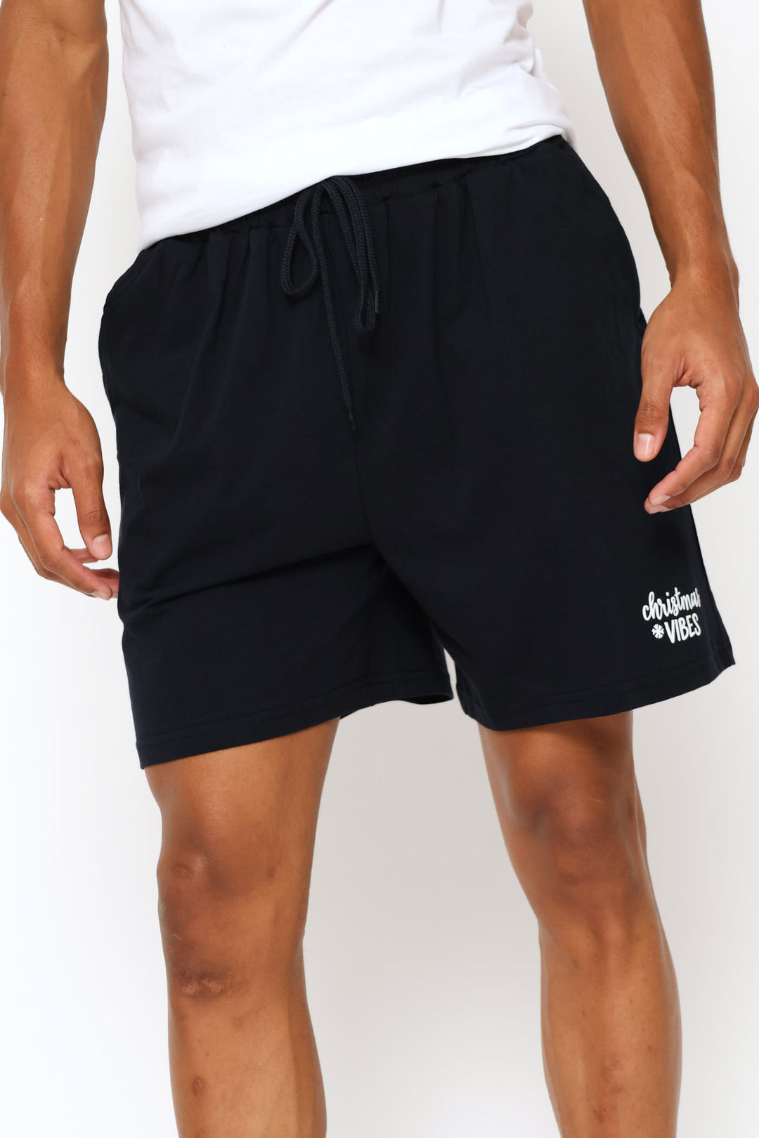 Christmas Vibes Knit Shorts - Navy