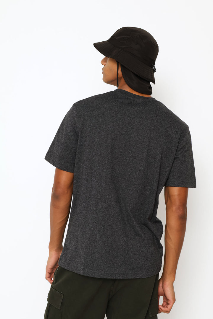 Bull Skull Print Tee - Charcoal Melange