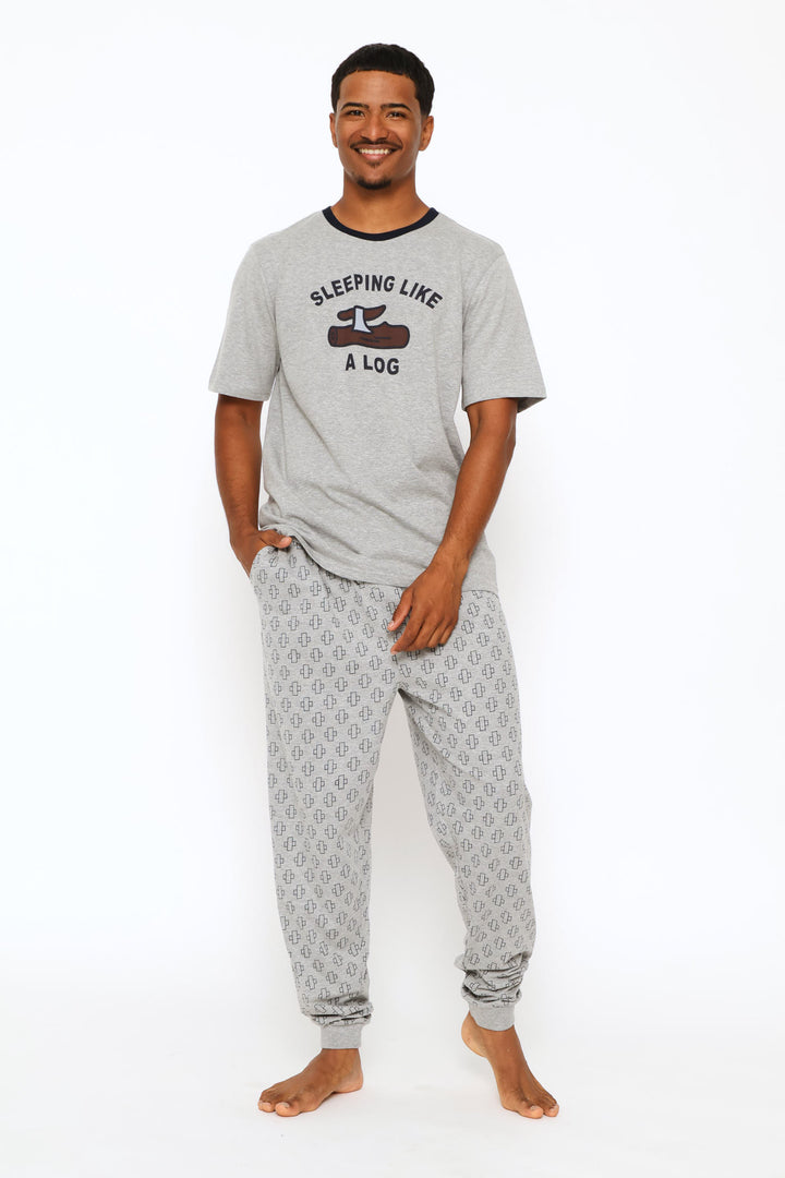 Print Knit Jogger - Grey Melange