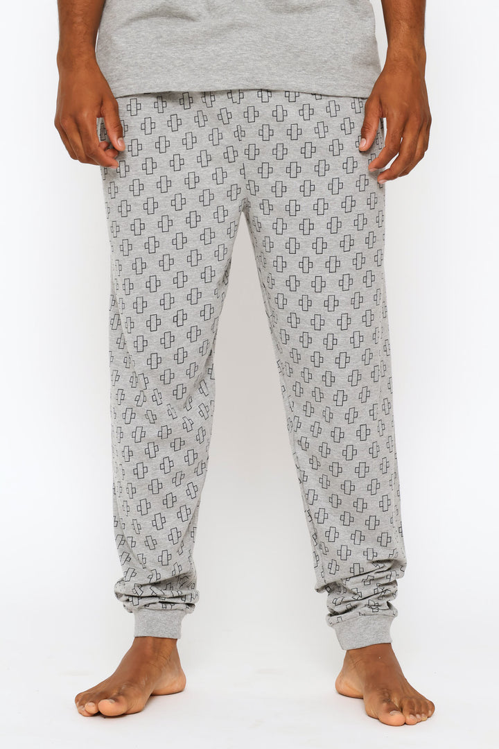 Print Knit Jogger - Grey Melange