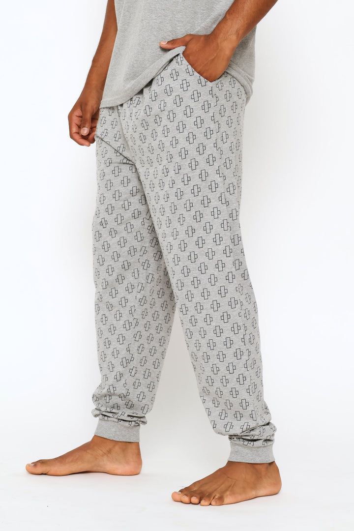 Print Knit Jogger - Grey Melange