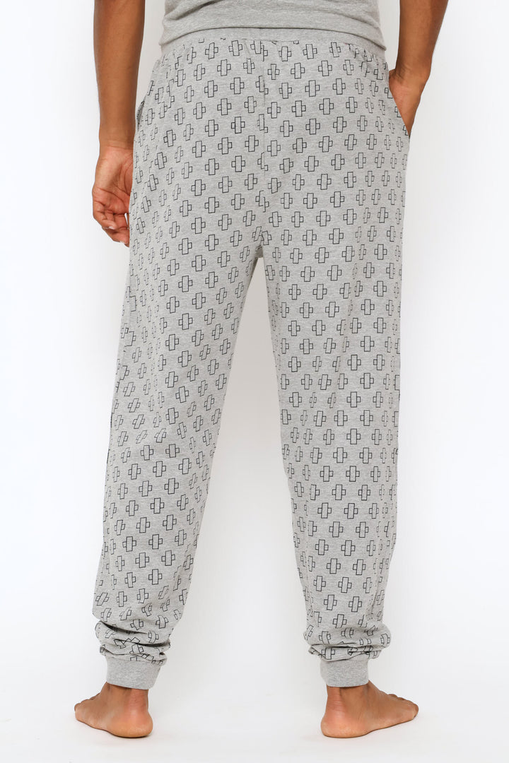 Print Knit Jogger - Grey Melange