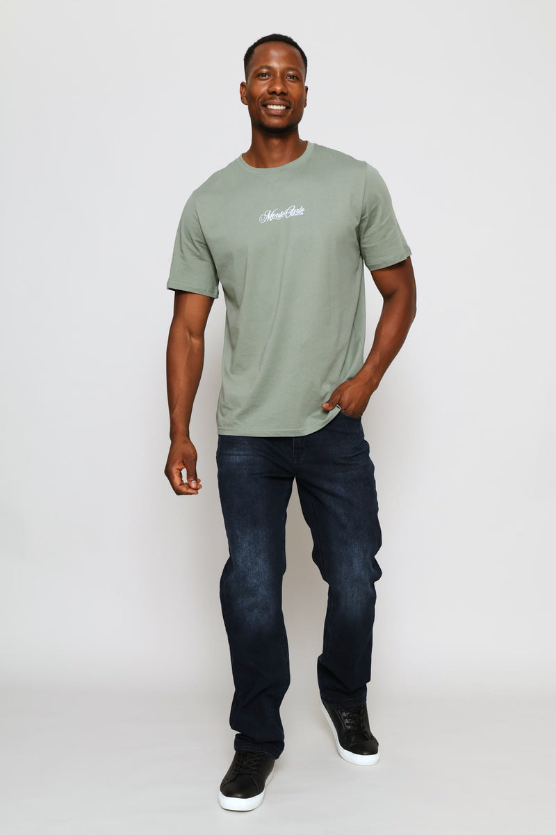 Blasted Straight Denim - Blue/Black