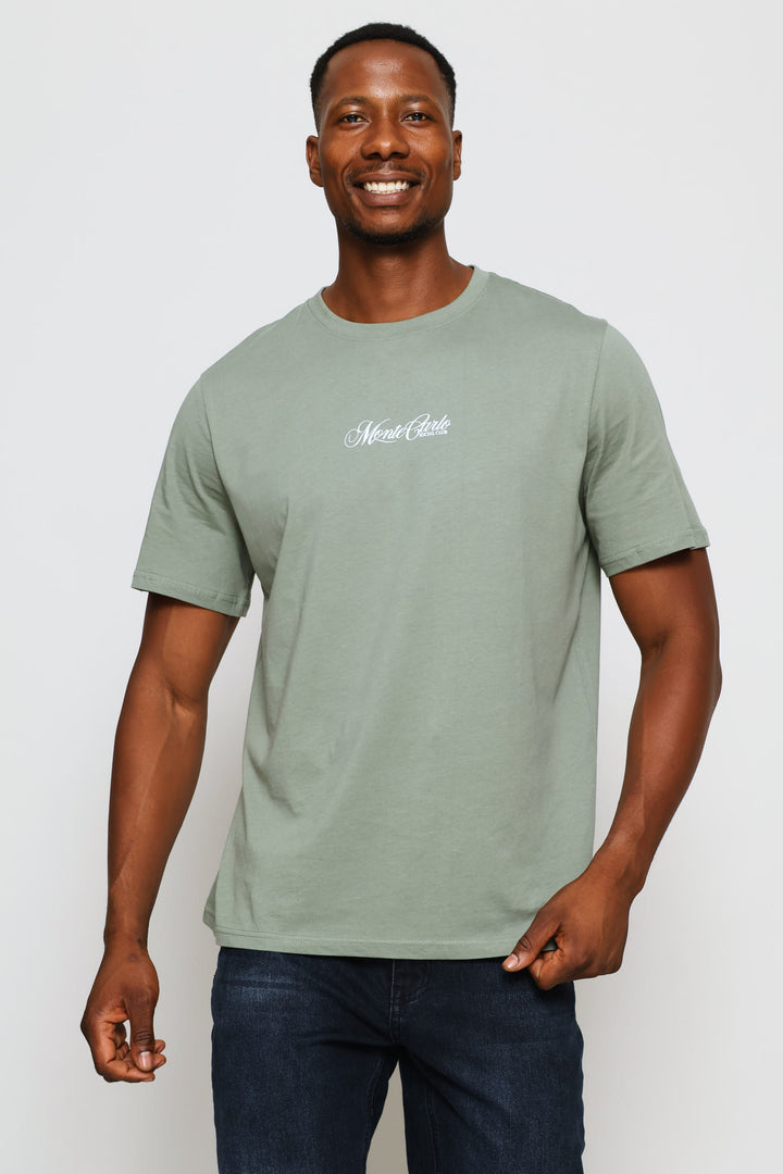 Monte Carlo Social Club Front & Back Print Tee - Sage