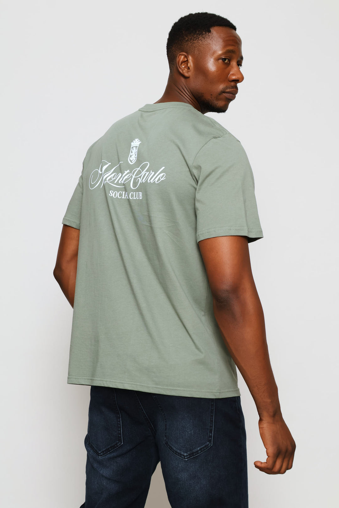 Monte Carlo Social Club Front & Back Print Tee - Sage