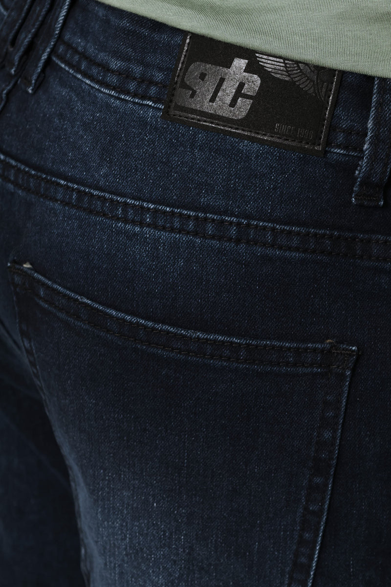 Blasted Straight Denim - Blue/Black