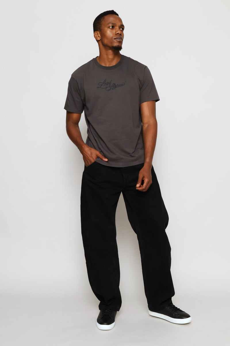 Forget Me Not Baggy Barrel Denim - Black