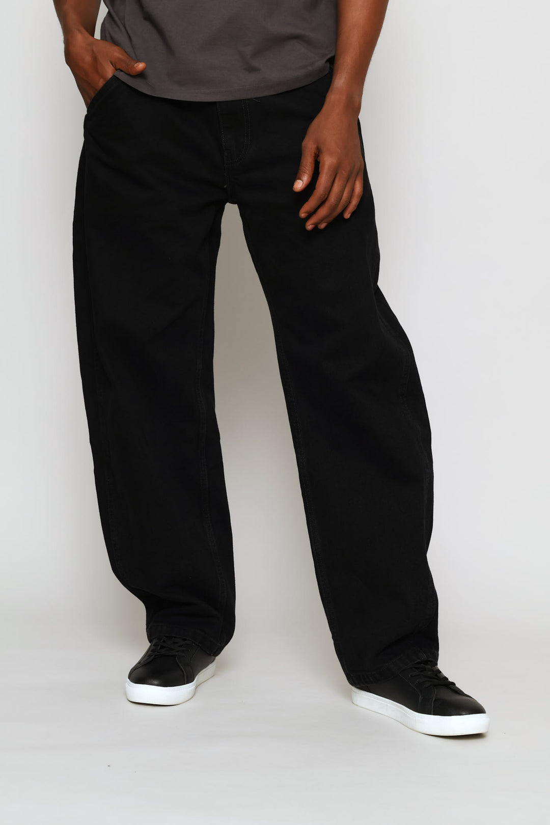 Forget Me Not Baggy Barrel Denim - Black