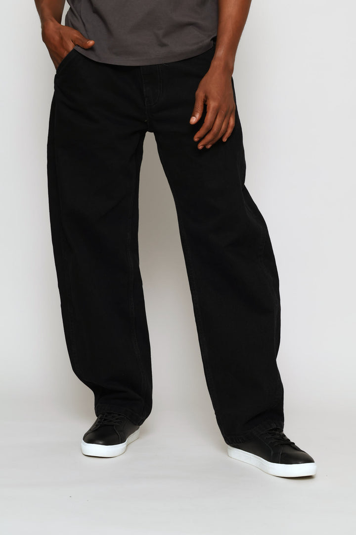 Forget Me Not Baggy Barrel Denim - Black