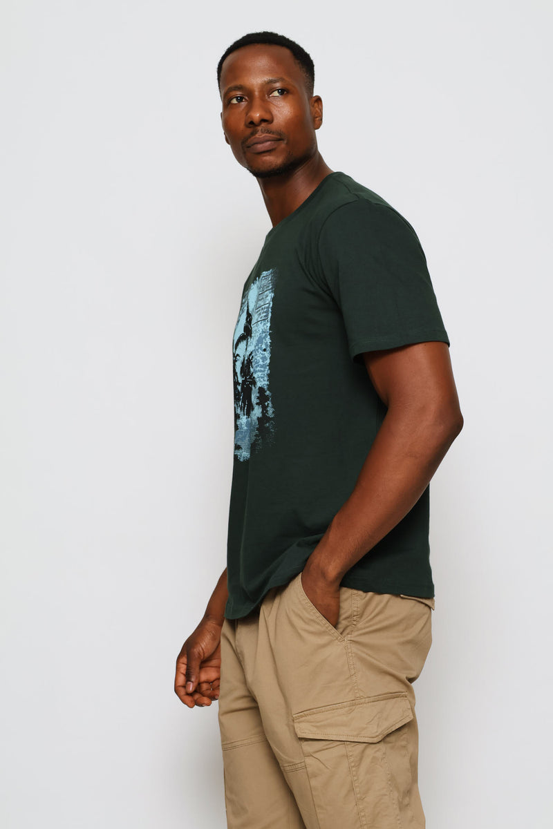 Malibu Beach Tropics Tee - Moss Green