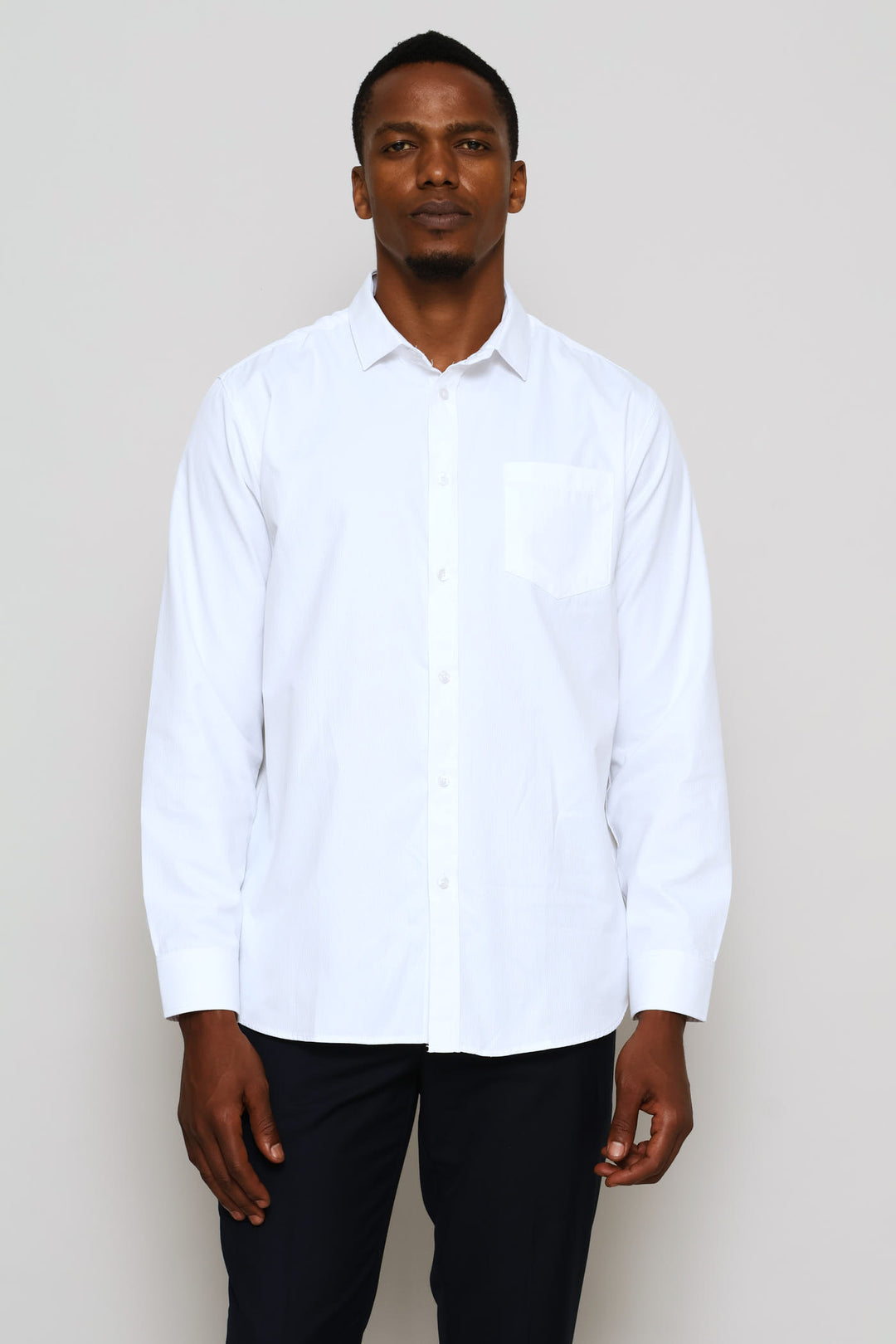 Regular Tonal Stripe Textured Shirt - White