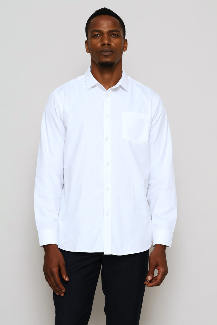 Regular Tonal Stripe Textured Shirt - White
