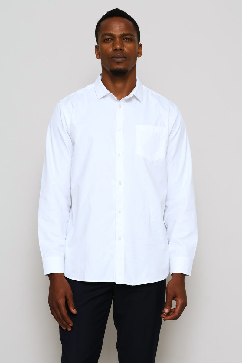 Regular Tonal Stripe Textured Shirt - White