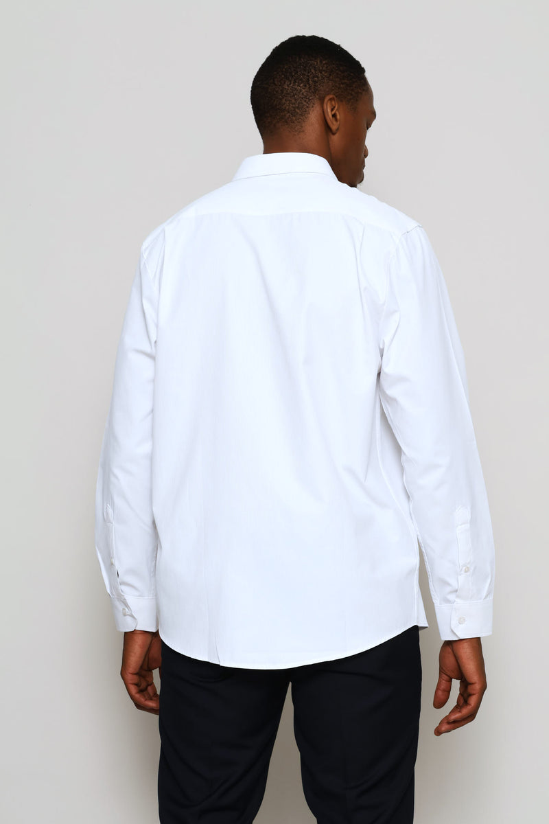 Regular Tonal Stripe Textured Shirt - White