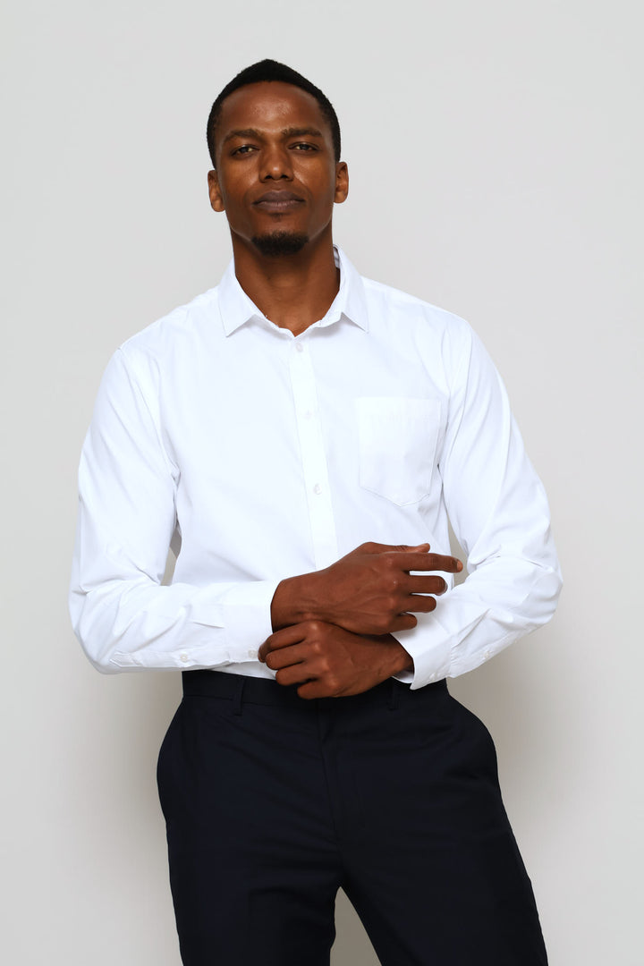 Regular Tonal Stripe Textured Shirt - White