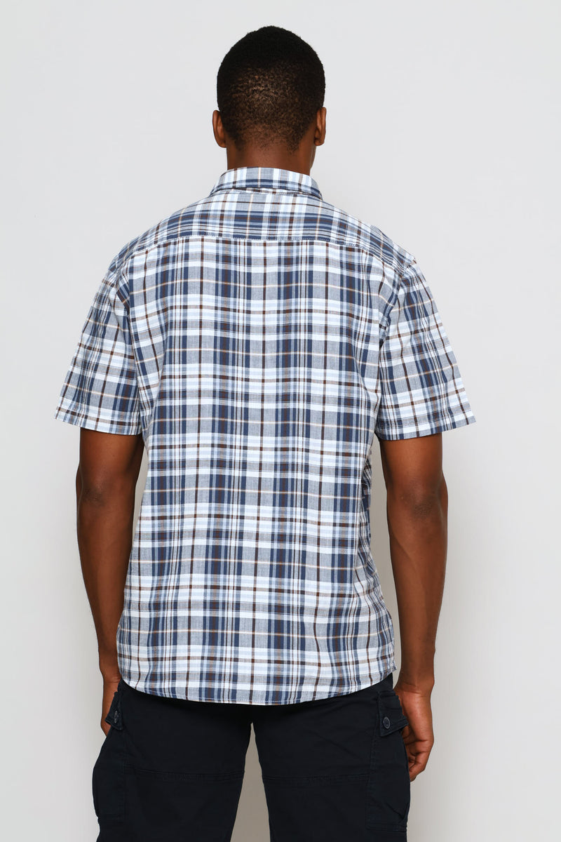 Windowpane Check Shirt - Blue/White/Brown