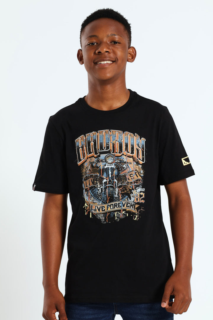 Boys Live Fast Tee - Black