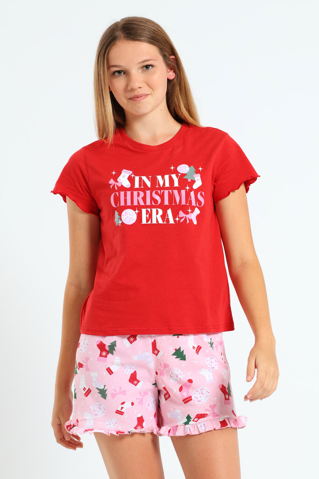 Girls In My Christmas Era Sleep Set - Pink/Red