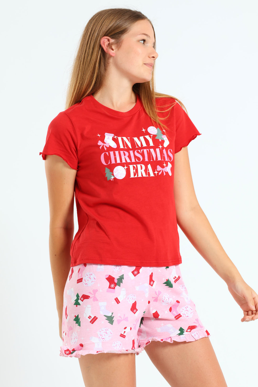 Girls In My Christmas Era Sleep Set - Pink/Red