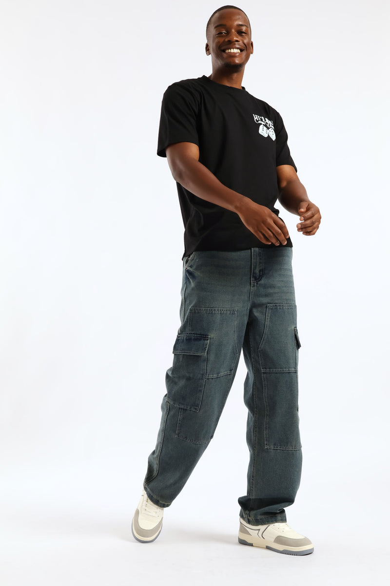 Dice Victorty Front & Back Print Tee - Black