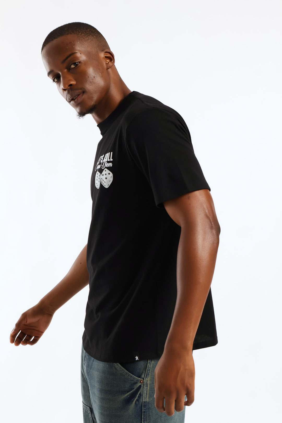 Dice Victorty Front & Back Print Tee - Black