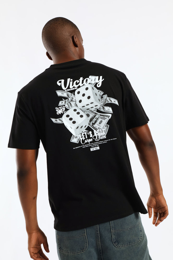 Dice Victorty Front & Back Print Tee - Black