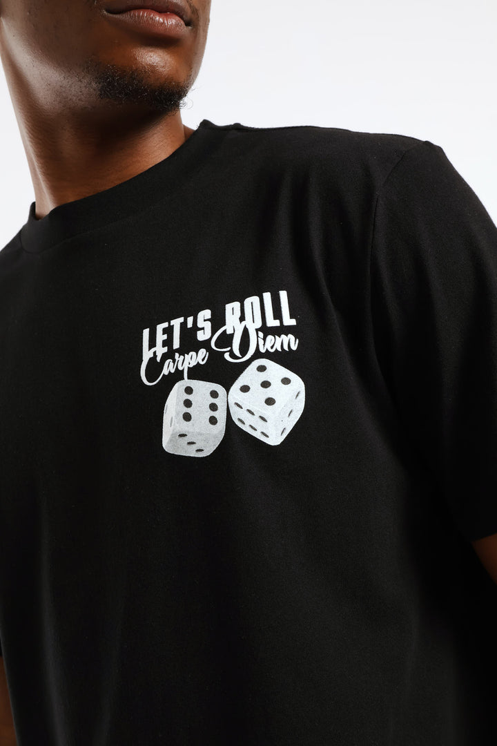 Dice Victorty Front & Back Print Tee - Black