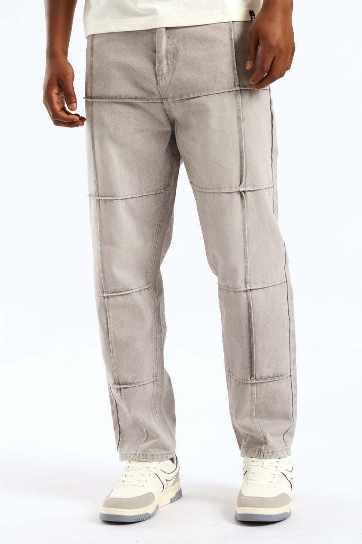 Loose Fit Pintuck Fash Denim - Light Grey